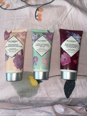Alchemy Hand & Body Lotion Set Floral Pink Green Burgundy